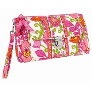 NEW Vera Bradley Pushlock Wristlet Wallet mini bag purse floral Lilly Bell